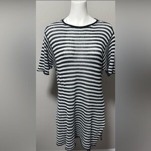 Eileen Fisher Striped Organic Linen Tunic Sweater Dress Size S Lightweight Knit